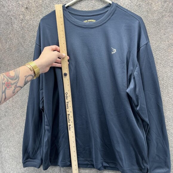 Reel Legends Shirt Mens Medium Blue Long Sleeve Performance Fishing Crewneck - Picture 6 of 10